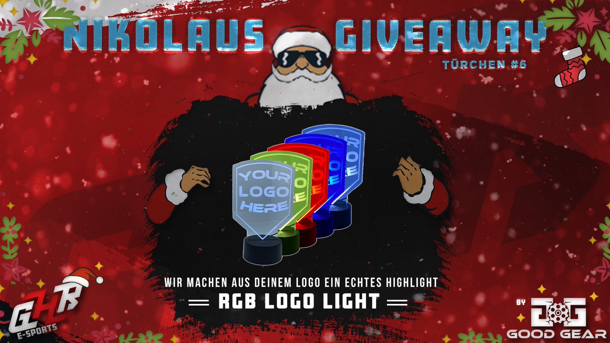 𝗔𝗗𝗩𝗘𝗡𝗧𝗦𝗞𝗔𝗟𝗘𝗡𝗗𝗘𝗥 #𝟲

Der Nikolaus hat in unserem Büro ein RGB Logo Light von unserem Partner <a href="/GGGoodGear/">GG - Good Gear</a> da gelassen! 😎

Um dieses RGB Logo Light zu bekommen, müsst ihr Folgendes tun 👇🏻

✅️ Folgt <a href="/GHReSports/">coming soon…</a> &amp; <a href="/GGGoodGear/">GG - Good Gear</a> 
❤️ Like diesen Beitrag
🔄 Retweete