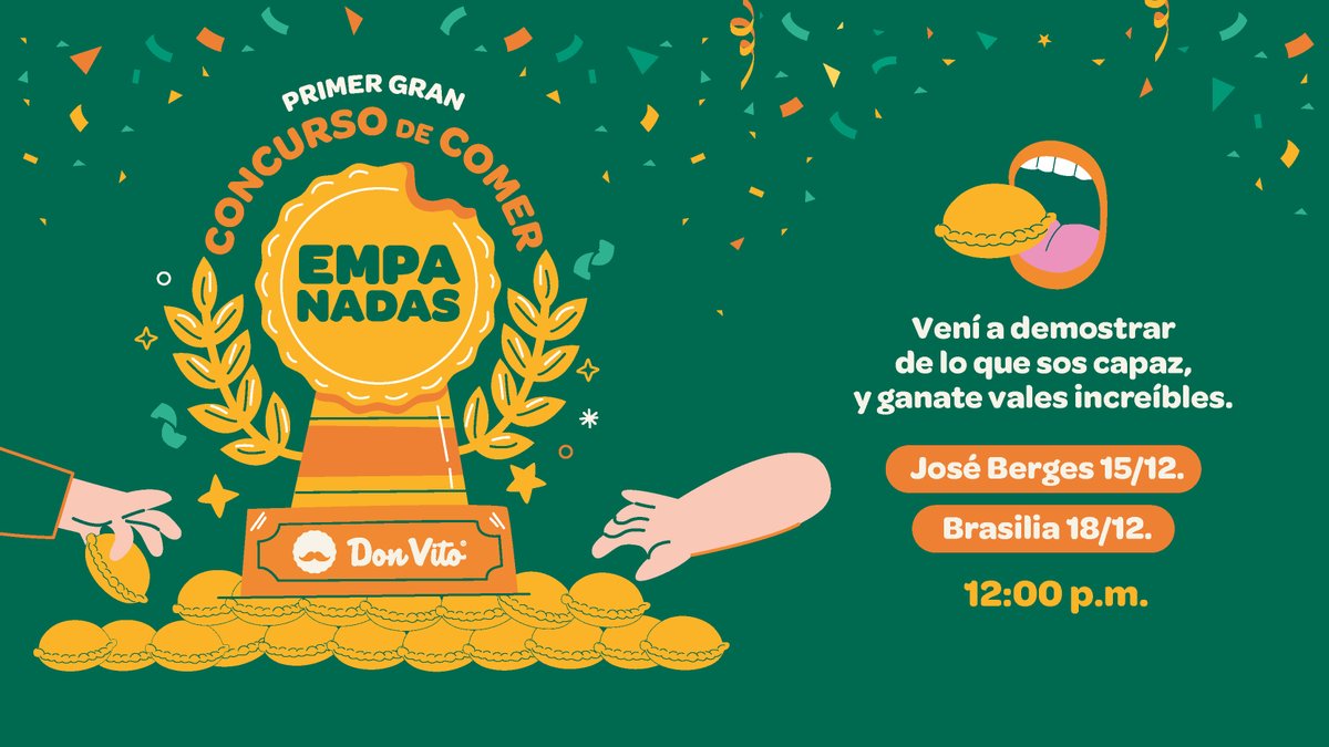 ¿Por qué comprar un montón de empanadas para comer si podés hacerlo gratis, y a cambio de premios? 🤷🏻

Te esperamos para demostrar quién manda en nuestro primer gran concurso de comer empanadas 🔥

#RellenasDeHistoria