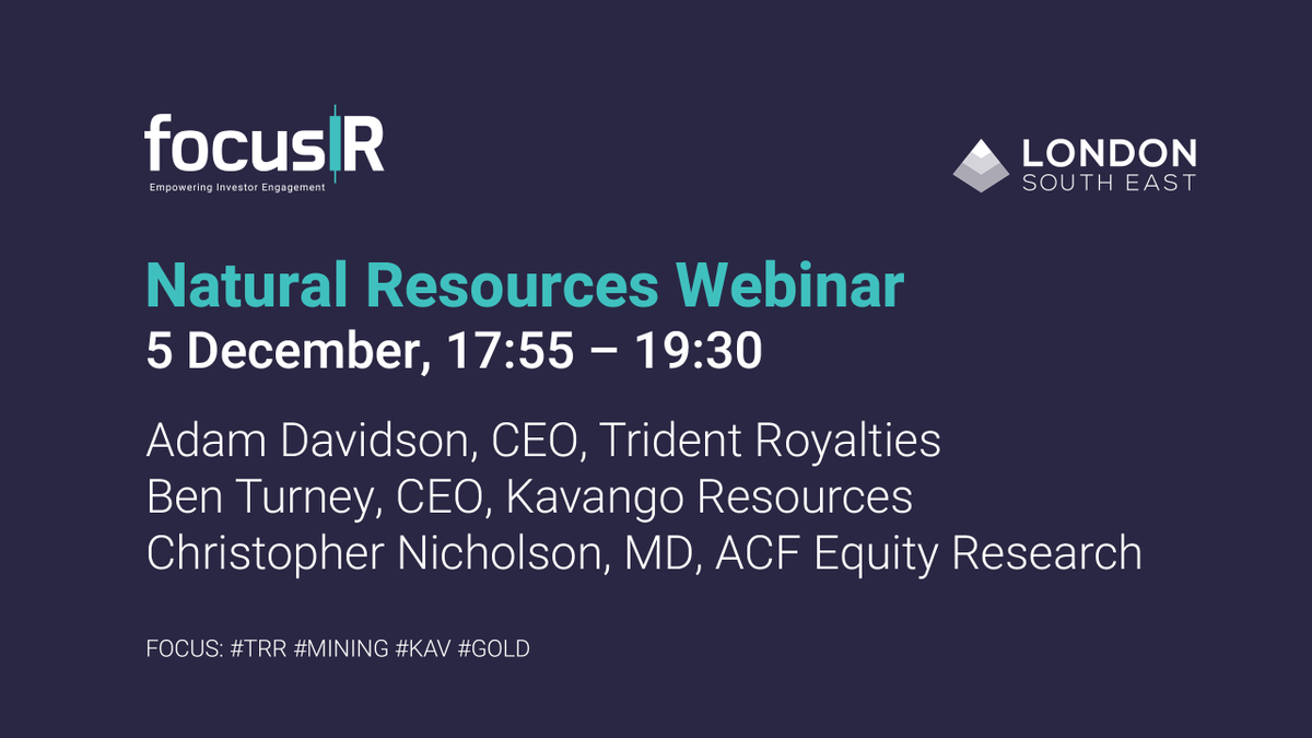 ACFER01's tweet photo. #ACFEquityResearch’s MD Christopher Nicholson and Head of ESG/Staff Analyst Renas Sidahmed were guest speakers at the Natural Resources Webinar hosted by FocusIR and on 5 Dec. 2023. Listen to the #ACFInsights on the #RareEarths market https://t.co/SZIfn3so4C #InvestmentInsights #InstitutionalResearch @LondonSouthEast @_focusIR_ @IONIC_RE @KiboEnergy