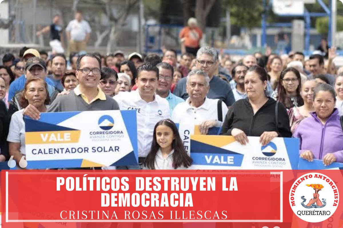 Antorcha_Q's tweet photo. Buen día amable seguidor, lo invito a leer el artículo de colaboración semanal de nuestra compañera @illescas_rosas, titulado:
POLÍTICOS DESTRUYEN LA DEMOCRACIA.
https://t.co/zeBUhUKGTc https://t.co/Osys94gK3q