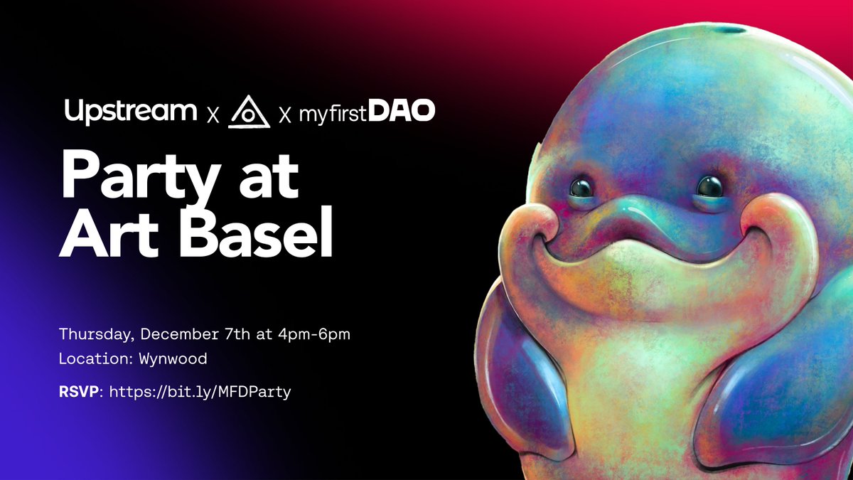 Upstream and @Truth are hosting a little rooftop happy hour tomorrow (Thursday) at 4pm to 7pm at Art Basel for the end of My First DAO. It will be The Annex in Wynwood.

Come join us for a fun time!

myfirstdao.upstreamapp.com/events/R9uXuxF…