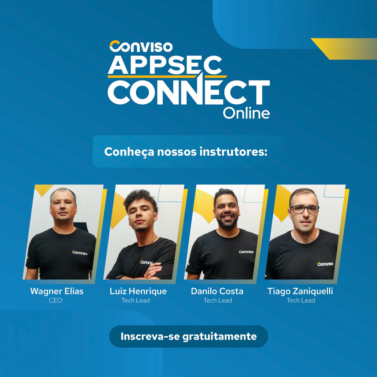 Conheça os profissionais incríveis que guiarão você no Conviso AppSec Connect, nossa primeira edição online nos dias 12 e 13 de dezembro, das 14h às 17h. 🚀 

Inscreva-se agora e faça parte dessa jornada educacional única: bit.ly/3RtGXPt

#appsec #aspm #devsecops