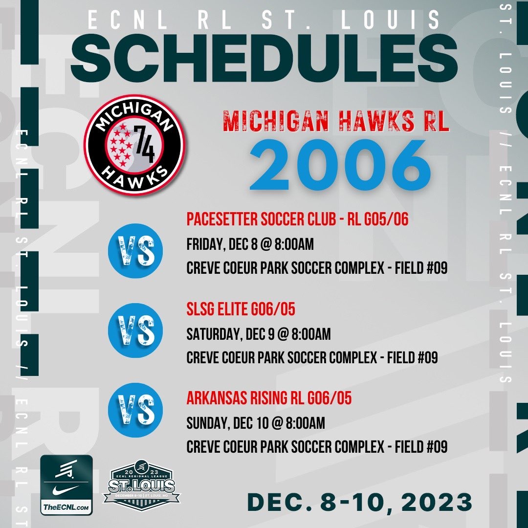 @Michigan_Hawks (@michigan_hawks) on Twitter photo Good luck to our <a href="/ECNLgirls/">ECNL Girls</a> Regional League teams as they head to St Louis! CO Hawks! #DreamBig Good luck to our <a href="/ECNLgirls/">ECNL Girls</a> Regional League teams as they head to St Louis! CO Hawks! #DreamBig