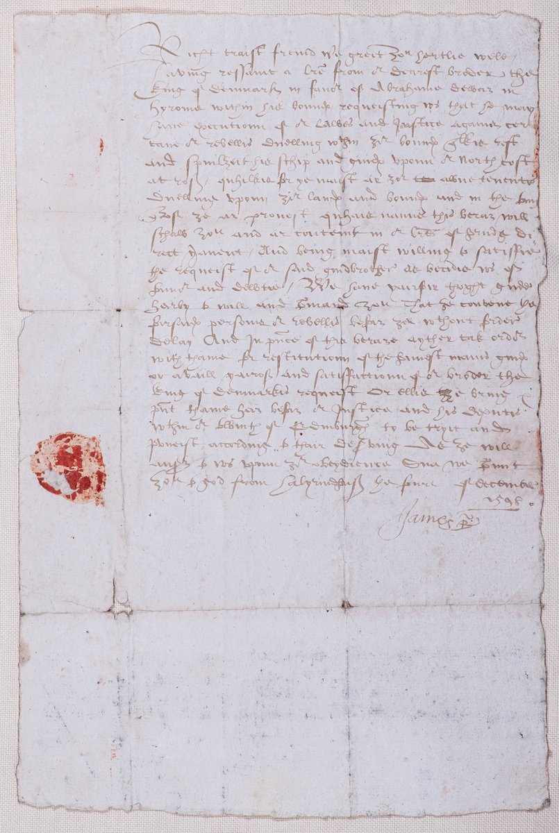 Royal Letter
King James VI of Scotland sent this letter to George Ross of Balnagown in Dec. 1598. A Danish ship had beached close to Tain. The locals had stolen the goods, and the King demanded the Chief bring those responsible to justice.