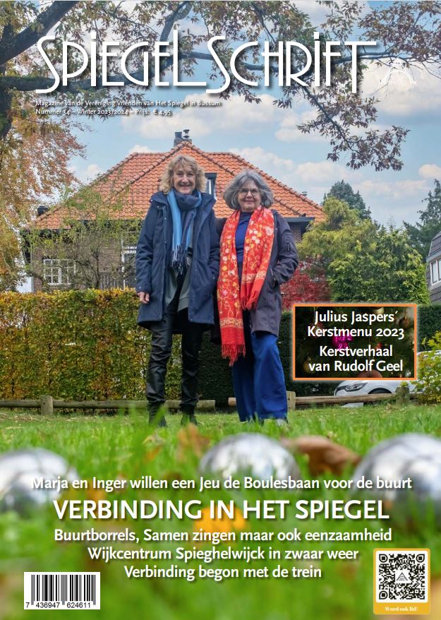 Dit is de cover van de nieuwe uitgave van Spiegelschrift, die nog voor de komende kerst bezorgd wordt op alle adressen in Het Spiegel, Bussum. Thema is deze keer VERBINDING. Belangrijke kerst- en nieuwjaarswens en essentieel voor lief en leed in de buurt. #Eenzaamheid #Samenhang