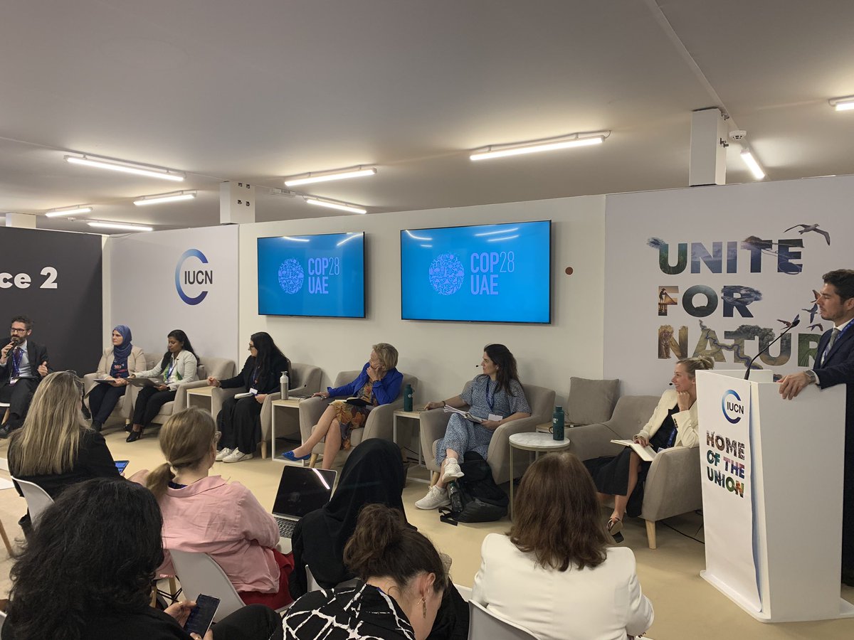 Leaders at the <a href="/IUCN/">IUCN</a> pavilion with <a href="/iucn_wcel/">IUCN-WCEL (World Commission on Environmental Law)</a> emphasizing the crucial role #law plays to #ClimateAction &amp; consideration of #educacion at the nexus of #advised #emissions. Chaired by <a href="/sustainablelaws/">Fabiano de Andrade Correa</a> <a href="/fsindico/">Francesco Sindico</a> &amp; <a href="/ChristinaVoigt2/">Christina Voigt</a>  tools for #climate #lawyers were on display. #SDGs