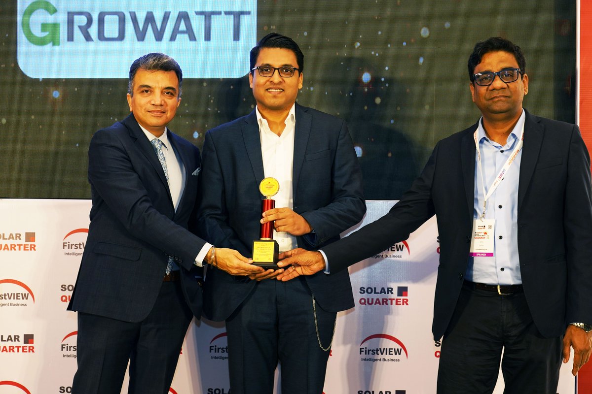 GrowattInverter's tweet image. 🏆 We recently received the State Technology Leadership Award - Inverter at #SolarQuarter State Business Meet - Gujarat 2023. 🙌 A special shoutout to our clients, partners, and customers who've been with us behind this, and we will keep fueling a more sustainable India together.