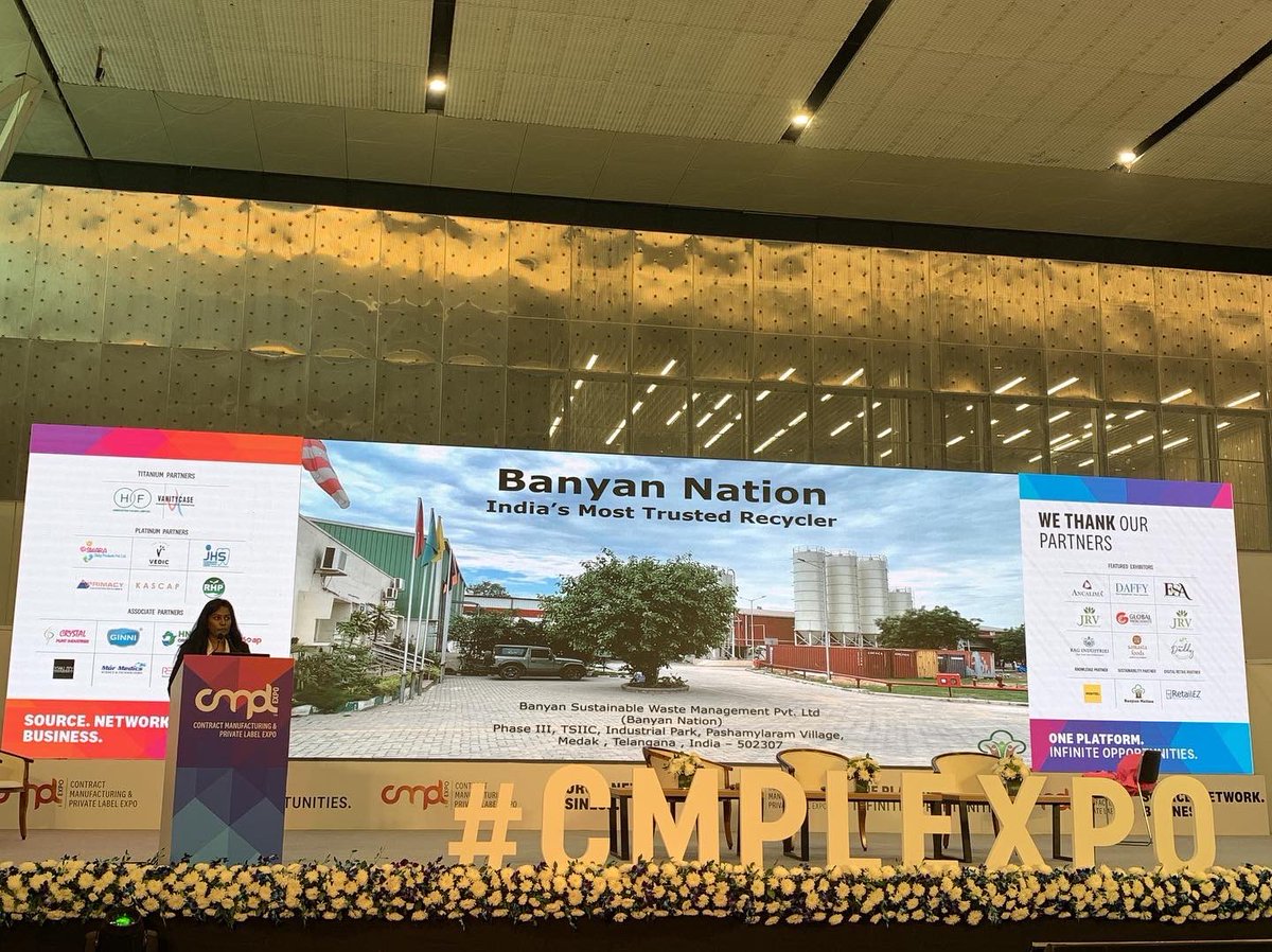 Banyan_Nation's tweet photo. Banyan Nation was the #Sustainability Partner at the recently conducted #CMPLExpo in New Delhi.

#BanyanNation was also part of a knowledge series session on redefining plastics and the crucial role of #recycling.

Here are a few snapshots from the event.

#PlasticRecycling https://t.co/DF4K0X3imh