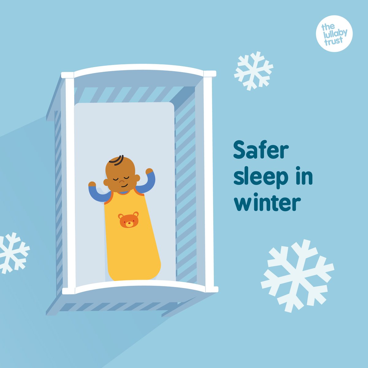 Brrr! It’s getting chilly! ❄️ Some families worry about their babies when it’s cold but research shows it’s better for babies to be cooler rather than too hot. Keep following the same safer sleep advice – no hats indoors; no thick bedding; and keep the room at 16-20°C if possible