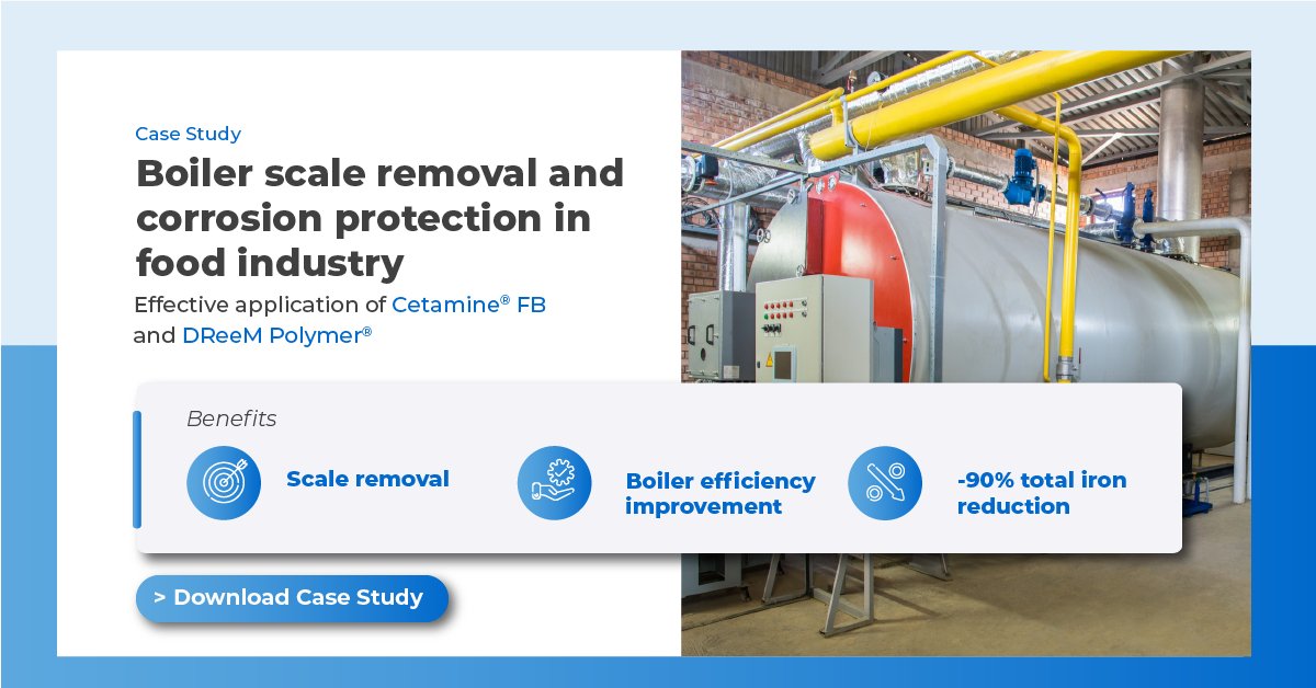 KuritaGlobal's tweet photo. A major food producer in Poland faced significant corrosion and scale problems in the #BoilerSystems. After applying Kurita’s solution, the total iron in boiler water was reduced by more than 90% compared to the previous treatment.
Download case study ➡️ https://t.co/fZQwD0rens https://t.co/5gzT2jK4lS
