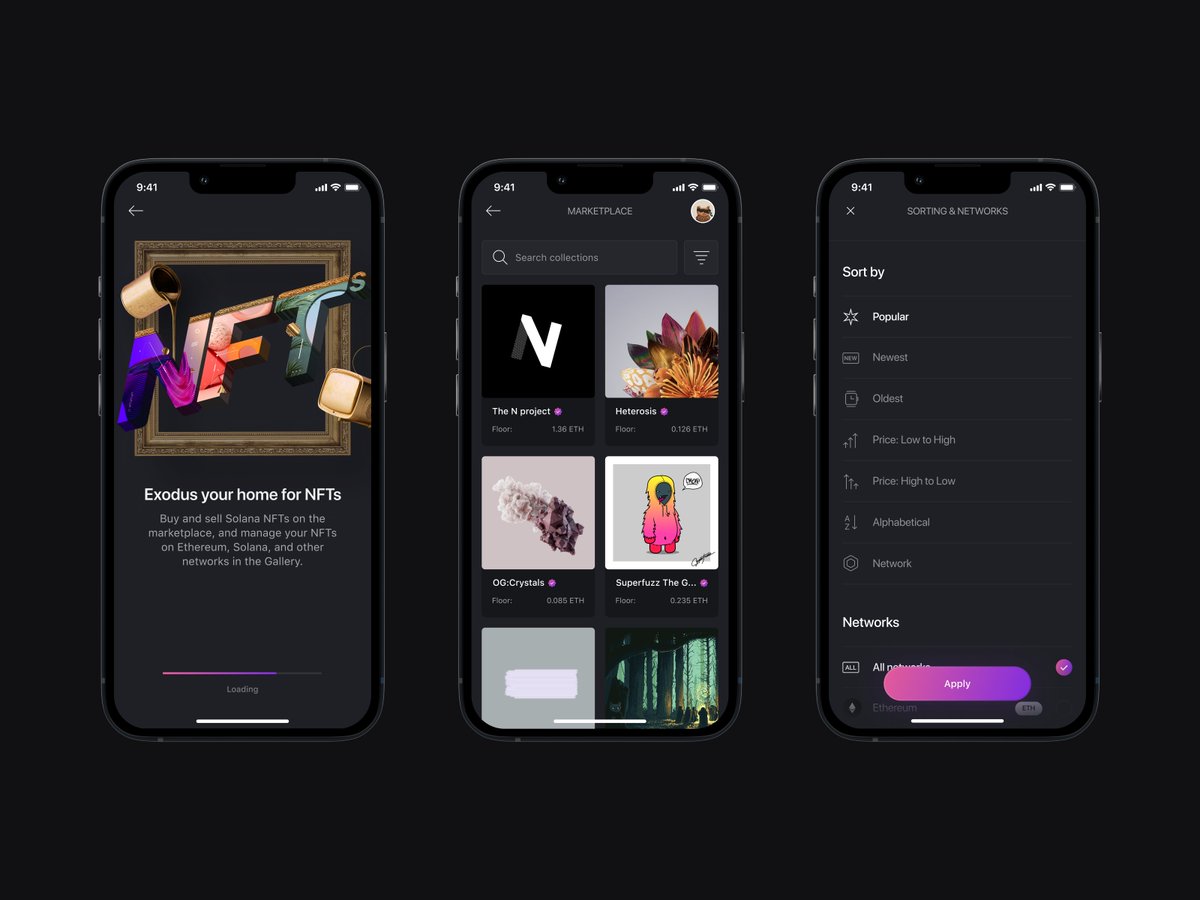 michaelcecetka's tweet photo. Few additional highlights from the latest @Behance  case study: Exodus × Magic eden: NFT app https://t.co/XNz3vmjObF https://t.co/u2bDQFY7jf