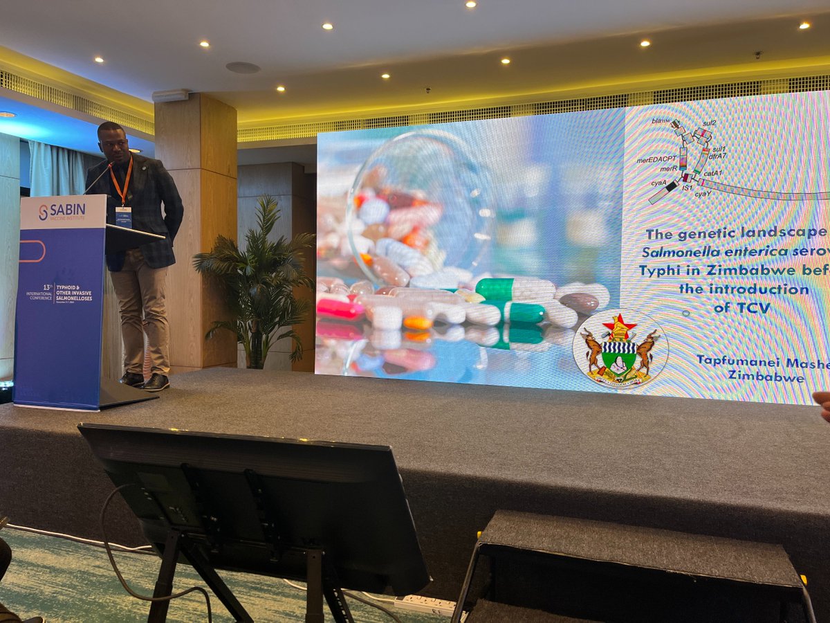 Its all happening #typhoid2023 #TakeOnTyphoid as @tapfumamashe describes genomic epidemiology highlighting the microevolution asscoiated with the emergence of fluoroquinolone resistant #typhoid in Zimbabwe. For more info see thelancet.com/journals/lanmi…