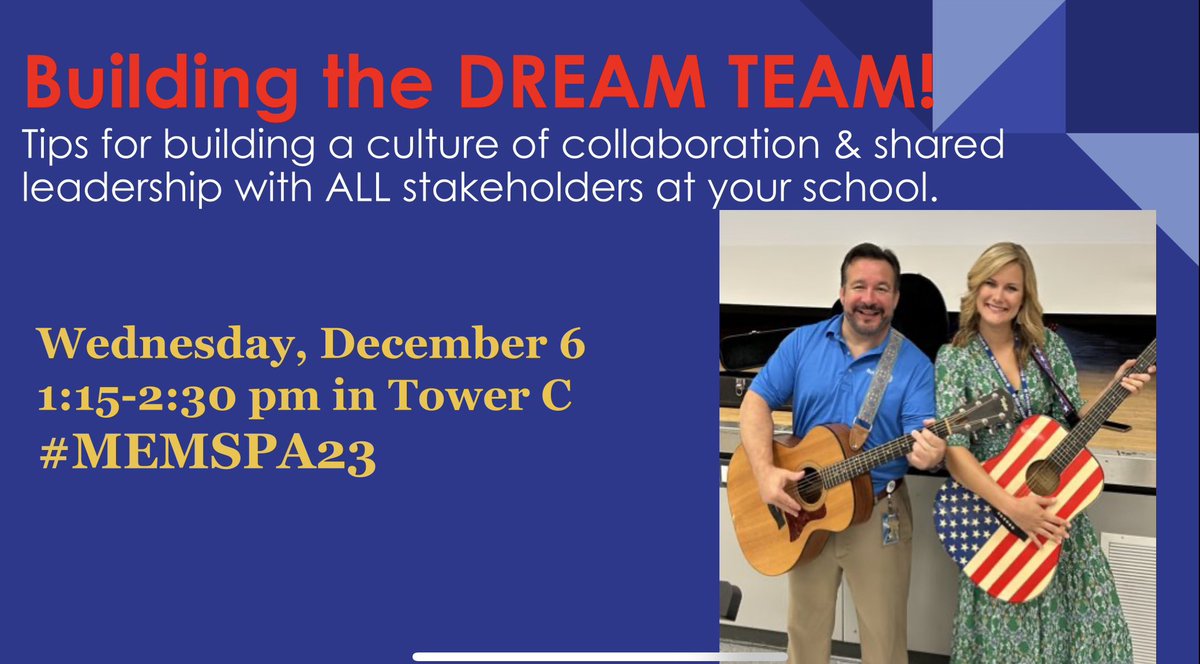 Looking forward to presenting "Building the DREAM TEAM" at #MEMSPA23 with <a href="/AllisonLeeMaher/">Allison Lee</a>. Come see us in Tower C at 1:15 pm today! #MEMSPA #NAESP