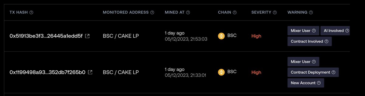 Exploit caught by #Aegis for <a href="/BEARNDAO/">BEARNDAO</a> 

Stolen amount - 760,508 USD

#Aegis was able to spot the attack 20 minutes before it was executed. This is the transaction of the malicious contract deployment
bscscan.com/tx/0x1199498a9…

Transaction of the subsequent hack