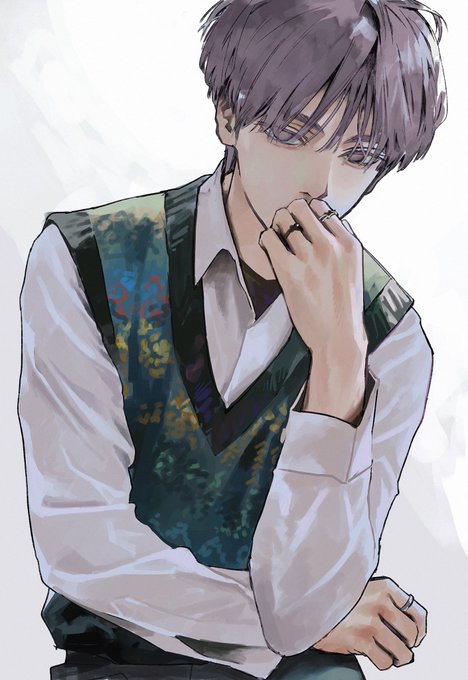 「collared shirt covering mouth」 illustration images(Latest)