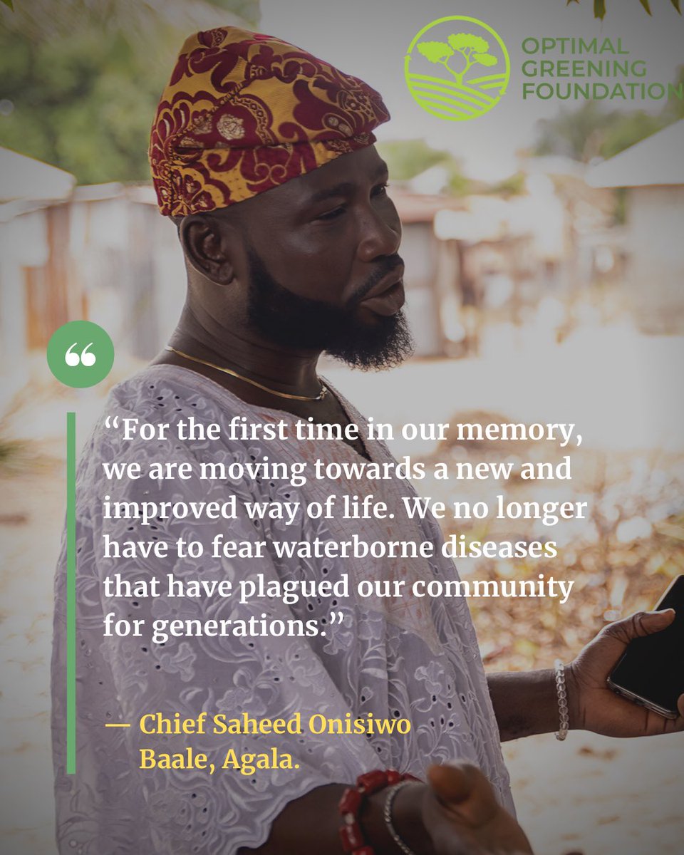 optimalgreening's tweet photo. Community Voices 🗣️ 

Chief Saheed Onisiwo, Baale of Agala, shares his thoughts on the life-changing impact of the Agala WEDA Project.
#ogf #testimonial #Agala https://t.co/cSxEfhtAwU