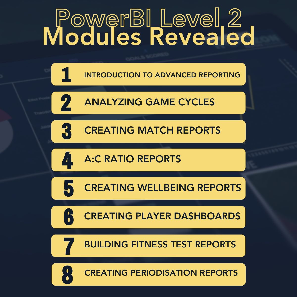 Just one week until we release “Power BI for Sports Scientists - Level 2” Get a sneak peek at the modules below. Register here: sporthorizon.co.uk/powerbi-course…