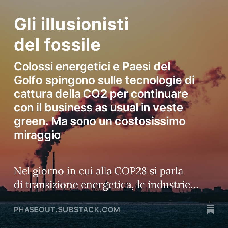 sergio_colombo's tweet photo. Alla #COP28 pressing crescente da parte di alcuni Paesi e gruppi di interesse per potenziare le tecnologie di carbon capture and storage.
Su Phase Out io e @giadagraham spieghiamo perché non sono la soluzione per ridurre le emissioni su larga scala
https://t.co/zSKQSh8q69 https://t.co/IOK9F2YLpt