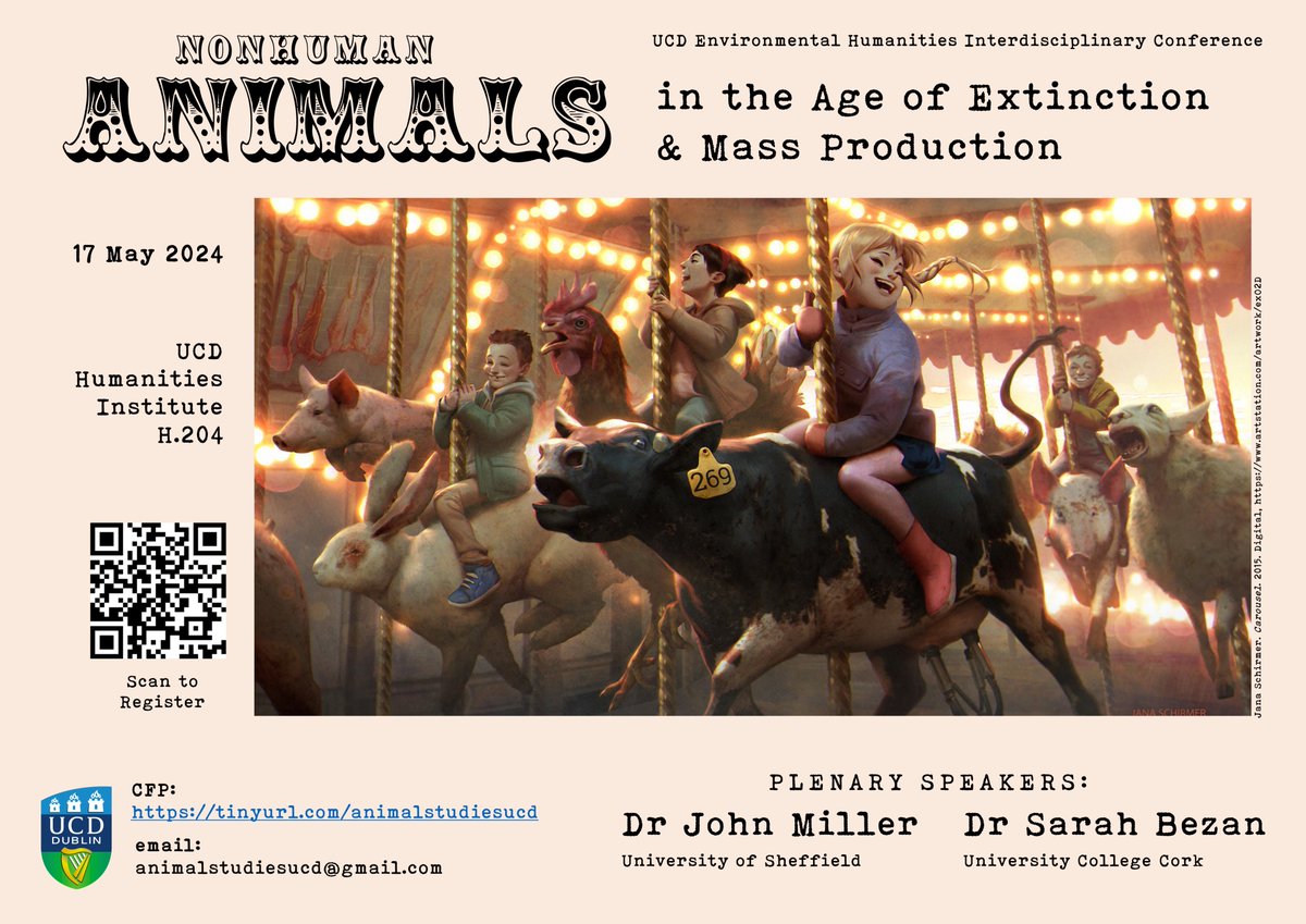 Delighted to share the CFP for our 'Nonhuman Animals in the Age of Extinction and Mass Production’ conference organised by @choudhup and @d_schrijvers. Venue: @HumanitiesInstitute, 17 May 2024: tinyurl.com/animalstudiesu… /1