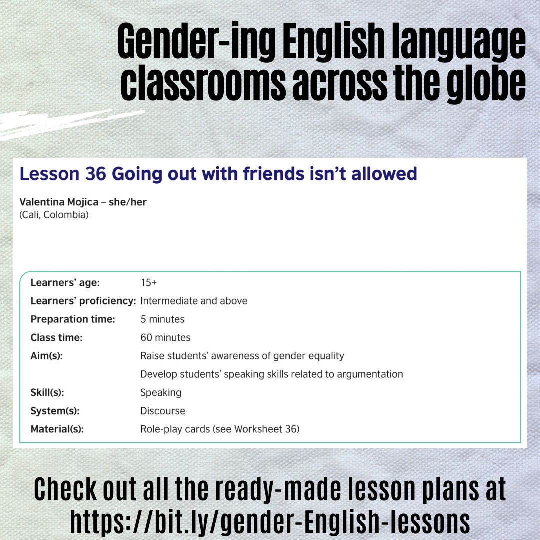 The wife is going out with friends but without her husband. That's the starting point in Valentina Mojica's role play activity aimed at raising students' awareness of gender equality. See the lesson plan & its related materials: bit.ly/gender-English… @TeachingEnglish @cobritish