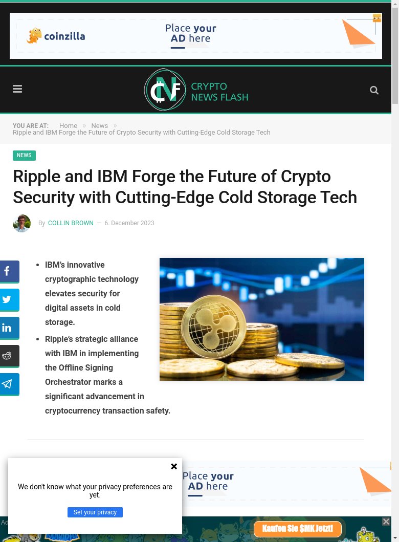 rayan_bibiloni's tweet image. BREAKING NEWS :  Cutting-edge cold storage tech by Ripple and IBM enhances crypto security. cryptoeco.net/tw/a8a2.html  #Ripple #IBM #ColdStorageTech