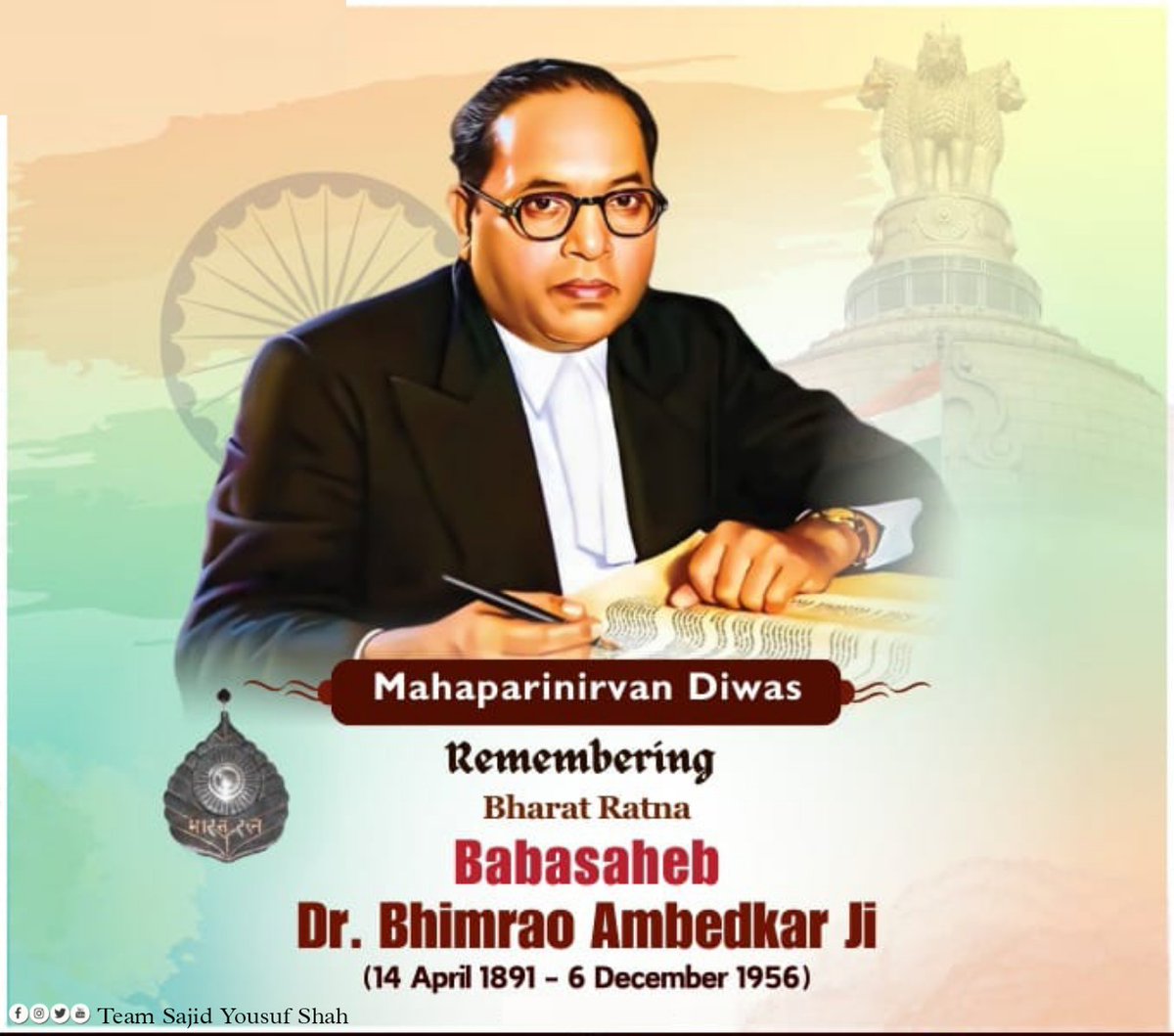 Honoring  Dr. BR  Ambedkar on Mahaparinirvan Diwas. His visionary leadership in crafting our constitution and tireless dedication to uplifting the marginalized echo through time. Let's unite in upholding his ideals, striving for a society marked by justice, fairness, and humanity