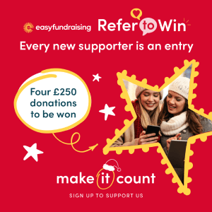 CAUSE NI could WIN one of four £250 donation prizes in the @easyuk's Refer to Win giveaway! Please sign up for FREE before 18th December to give us an entry. #MakeItCount easyfundraising.org.uk/causes/causeni
