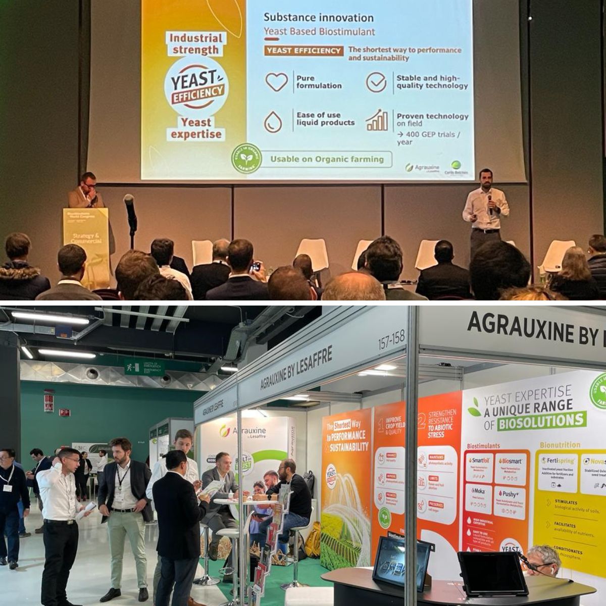 At the #BiostimulantsWorldCongress, we showcased our differentiating yeast-based #biostimulant range, introducing the #yeastefficiency concept. 
A concept that leverages <a href="/Agrauxine/">Agrauxine</a> 's yeast expertise &amp; <a href="/Lesaffre_Group/">Lesaffre</a> 's industrial power.

🙏<a href="/NewAgIntl/">New Ag International</a> for the organization!