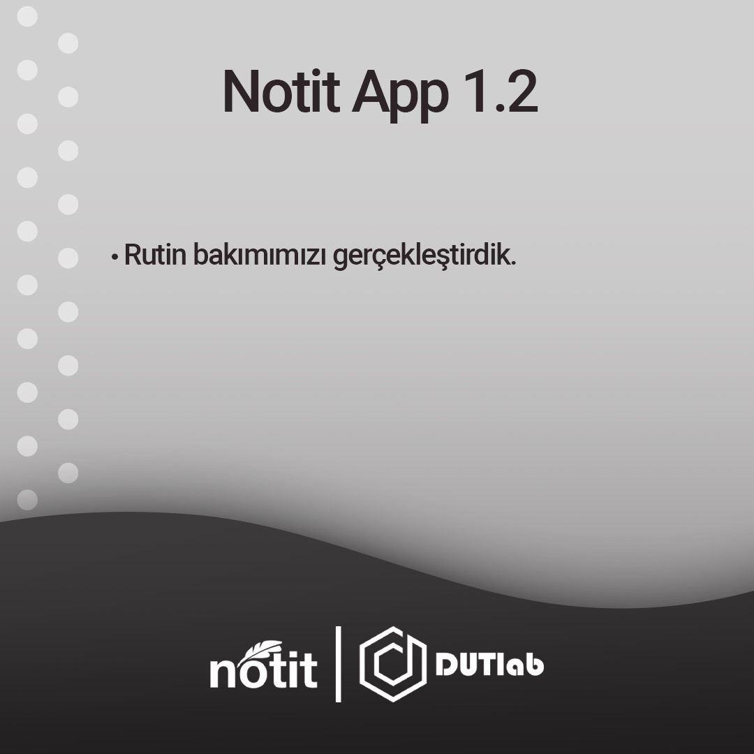 1.2 Güncellemesi yayında !

🔗 app.notit.dutlab.com

Ya da

Google Play Store: Notit - Bilim İçerikleri