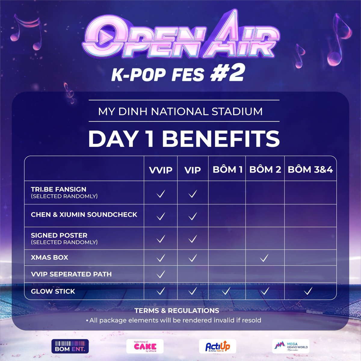 BOMEnt3108's tweet photo. 🔥 TAKE A LOOK AT KPOP FESTIVAL OPEN AIR #2 OFFICIAL SEAT MAP WITH EXCLUSIVE BENEFITS FOR EACH TICKET CATEGORY! 

🎟️Grab your tickets at:
ACTIUP: https://t.co/9Y9VEXSkDe…        

#OPENAIR2 #Kpopfestival #HANOI #MYDINH #bom_entertainment #actiup https://t.co/TC3HHlSeTj