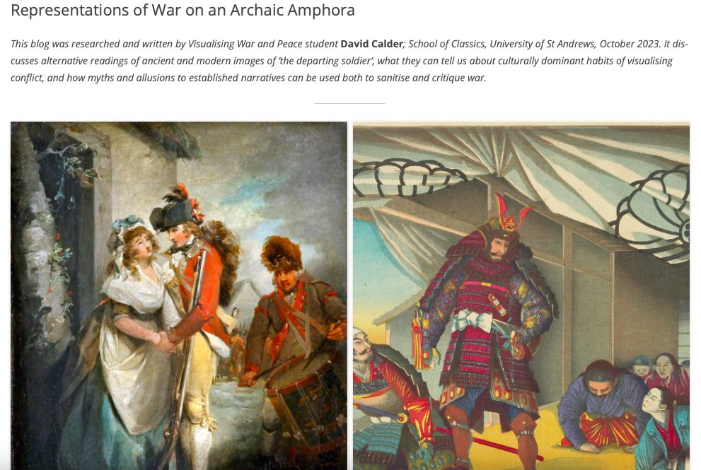VisualisingWar's tweet photo. Another great #VisualisingWar student blog, looking at ancient and modern images of 'the departing soldier', what they can tell us about culturally dominant habits of visualising conflict, and how myth might be used either to sanitise or critique war: https://t.co/hDANJkTCTh https://t.co/x3Qh3zZCHS
