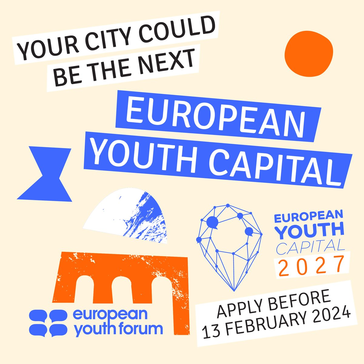 Drumroll, please! 🥁 The search for the #EuropeanYouthCapital 2027 is ON! 🔥Does your city have what it takes? 🌍🏙️ Lublin #EuropeanYouthCapital2023 may be over, but the stage is ready for your city to shine! Apply NOW 👉 youthforum.org/news/applicati…