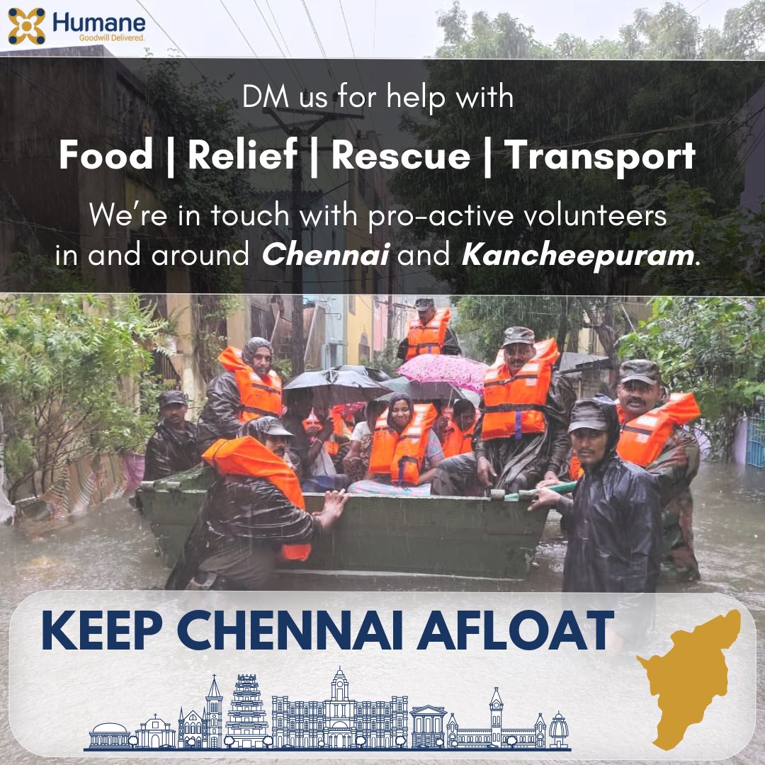 thehumanelife's tweet photo. DM us and we will connect you to pro-active volunteers in and across Chennai and Kancheepuram for food, relief, rescue and transport. 

@srinimaama16 
@proud_brown_girl @ontheground_sai https://t.co/6BPCR6lys7