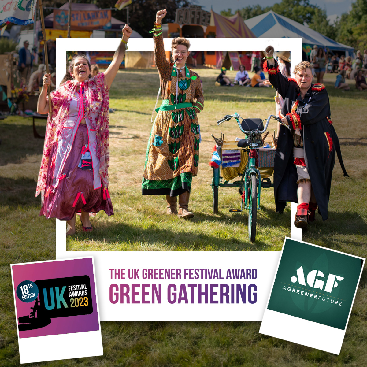 At last night's @festival_awards , we were proud to present @GreenGathering_  with The UK Greener Festival Award for the 2nd year in a row! Congratulations!
#UKFA23 #greengathering #agreenerfestival #AGF