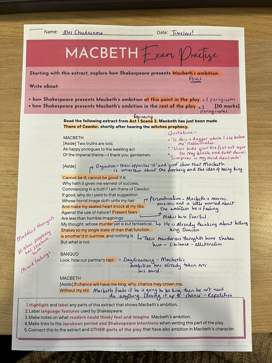 mrs_chudasama's tweet photo. #TriedAndTested and #Modelled with @HUEcameras today.
Aim was to support #Year11 support set moving from #Level2 to #Level3 responses.
Macbeth (AQA) Exam Practice: Macbeth's Ambition https://t.co/txKigALFNB
#TeamEnglish #EnglishLit #Paper1 #Macbeth #Revision #ExamPrep #English https://t.co/TwVAnlKBNl