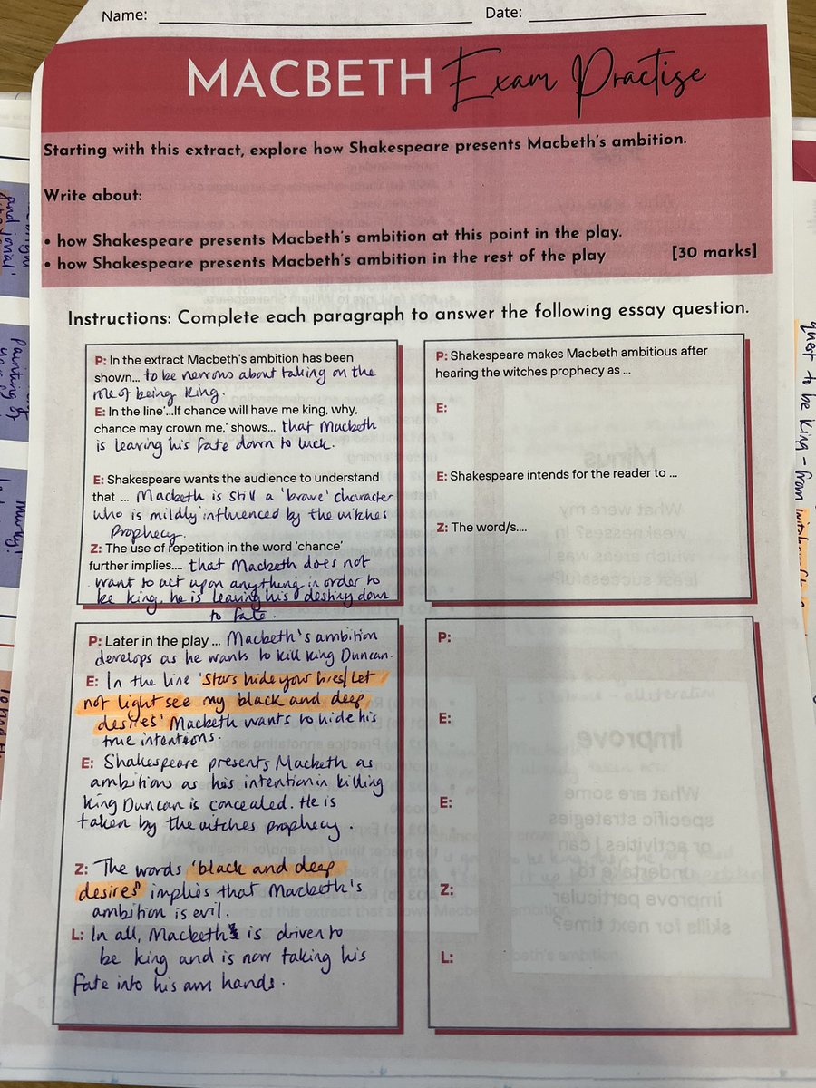 mrs_chudasama's tweet photo. #TriedAndTested and #Modelled with @HUEcameras today.
Aim was to support #Year11 support set moving from #Level2 to #Level3 responses.
Macbeth (AQA) Exam Practice: Macbeth's Ambition https://t.co/txKigALFNB
#TeamEnglish #EnglishLit #Paper1 #Macbeth #Revision #ExamPrep #English https://t.co/TwVAnlKBNl