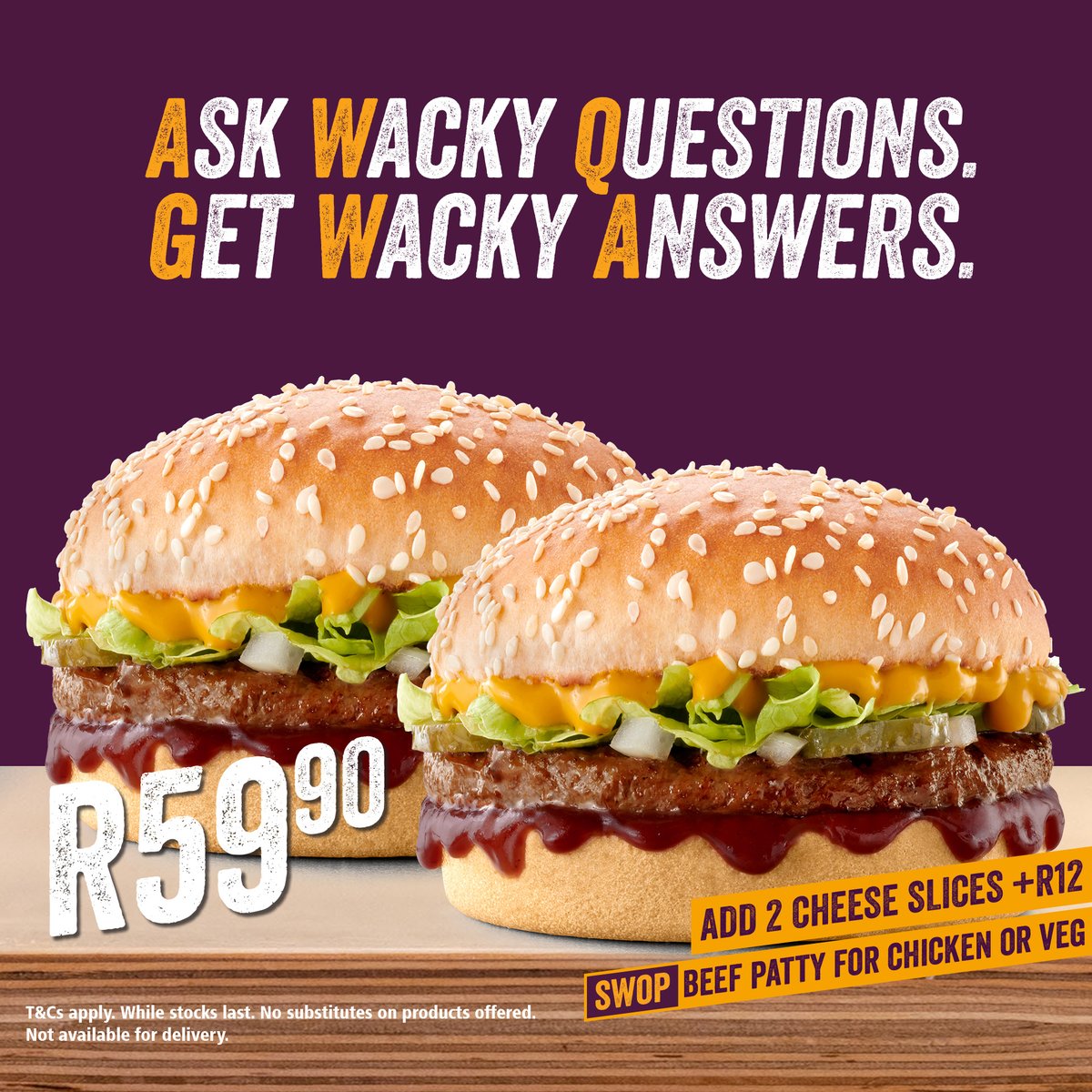 SteersSA's tweet image. We're bringing laughs and fun this festive!💃 Every single #WackyWednesday, for the next month, we’ll be giving you Wacky Hour where you can ask us THE WACKIEST Qs, from 12:30 to 13:30 about our WW offer - the craziest, funniest question could win something #2Nice😎 Let’s go!