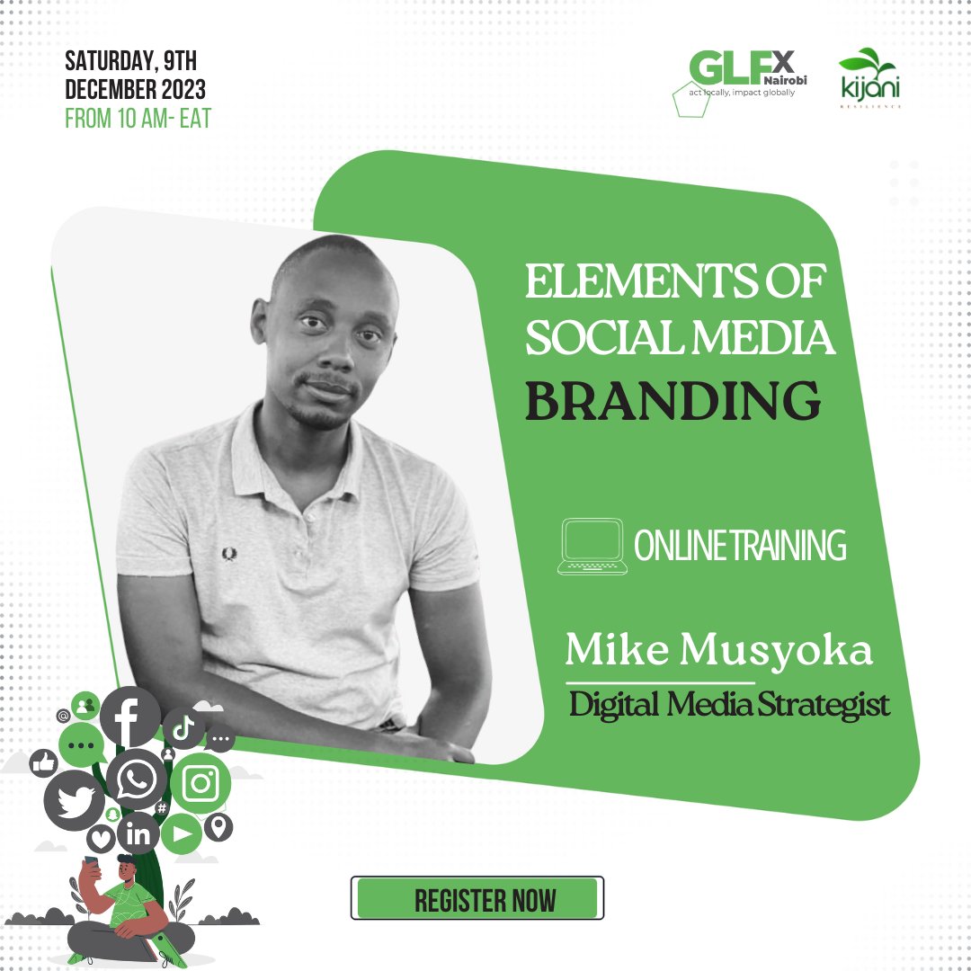 Hi there, It's me again. Ready to unlock the Power of Digital Impact in your organization? Join us on the second module of our Social Media Masterclass this Saturday, 09.12.23 from 10:00 AM EAT We'll be covering, 'Elements of Branding' Register here: shorturl.at/kuz25