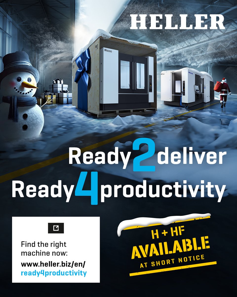 Won't fit into any Christmas stocking – But it’s a perfect fit for your production!⚙️🎁 H and HF series, which are available at short notice. 👉 heller.biz/en/ready4produ… HELLER wishes everyone a happy St. Nicholas Day! 🎅 #ready4productivity #heller #ukmfg #engineering