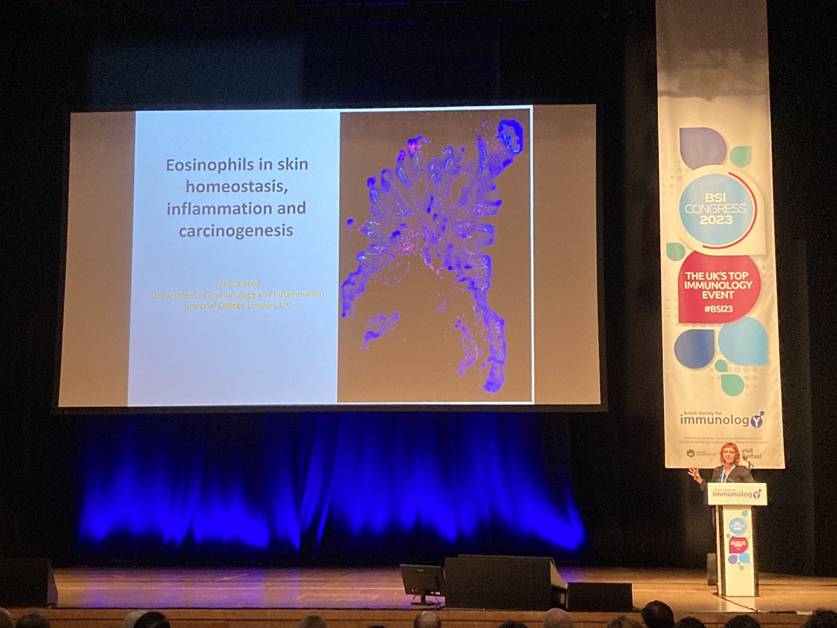 ScottPLand's tweet photo. Brilliant talk by @StridLab at #BSI23 on the roles of skin eosinophils in inflammation and cancer. @CMalactou you should be super proud!! https://t.co/4MnqtzLCKY