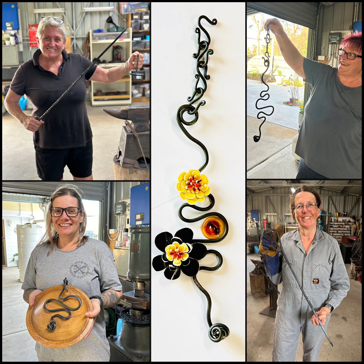 Remarkable blacksmithing Wednesday !🌟 Veronica, Tania, and Rose achieved milestones, and kudos to Jan for crafting her first-ever poker. 🛠️🔥 Proud instructor moment ! #BlacksmithingSuccess #MetalArtistry 

<a href="/Pamela1Vh/">PamelaCorals.tez.eth🏴‍☠️</a> <a href="/VHorizonArt/">VirtualHorizon Art & Tezos Baker</a>