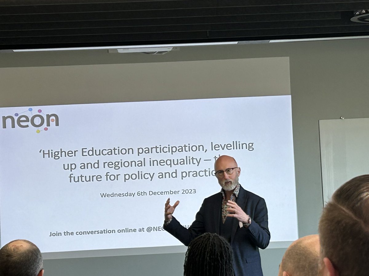 Great to speak at @NEONHE conference about the role that HE can play in levelling up and addressing inequality #heregionalinequality @SalfordUni