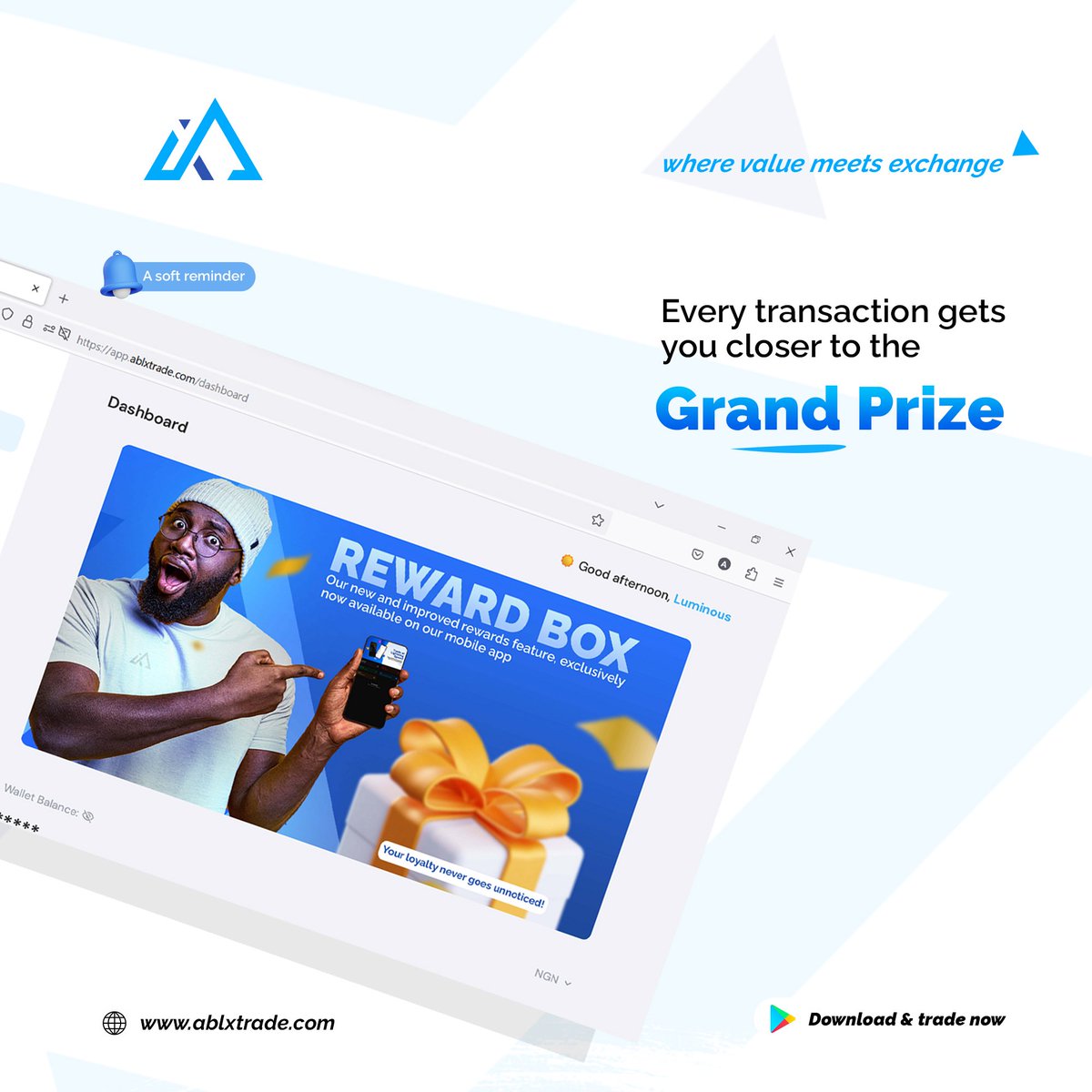 ablxtrade's tweet photo. Our REWARD Box is still active!!!!
Get more than up to 50k ngn reward on the 28th of each month when you trade with Ablxtrade!
Start trading now!
Link to get started is on our bio and story π
.
.
.
#reward #rewardbox #cryptocurrency #cryptocurrencyexchange #bitcoins #ablxtrade https://t.co/txEvT1B7Pv