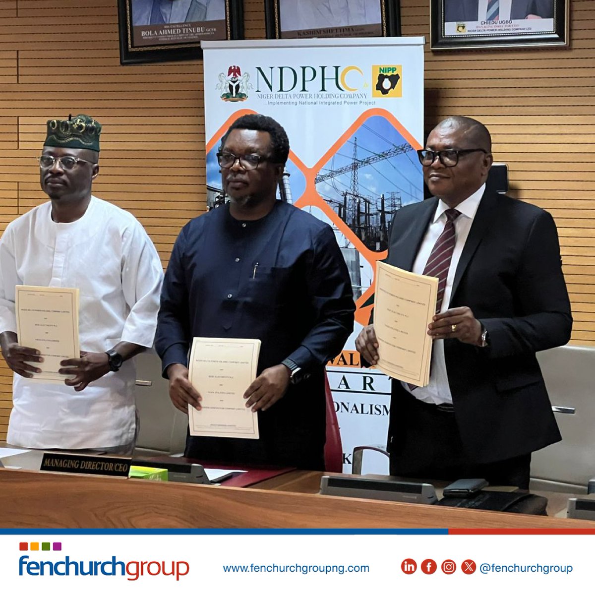 Fenchurchgroup's tweet image. 150MW Off-Take Framework Agreement signed by NDPHC, Benin Disco and Faiza Utilities Limited, to increase power supply to Ondo State, Edo State and Delta State. 
#FenchurchGroup #NDPHC #FaizaUtilities #PowerNigeria #OndoState #DeltaState #EdoState