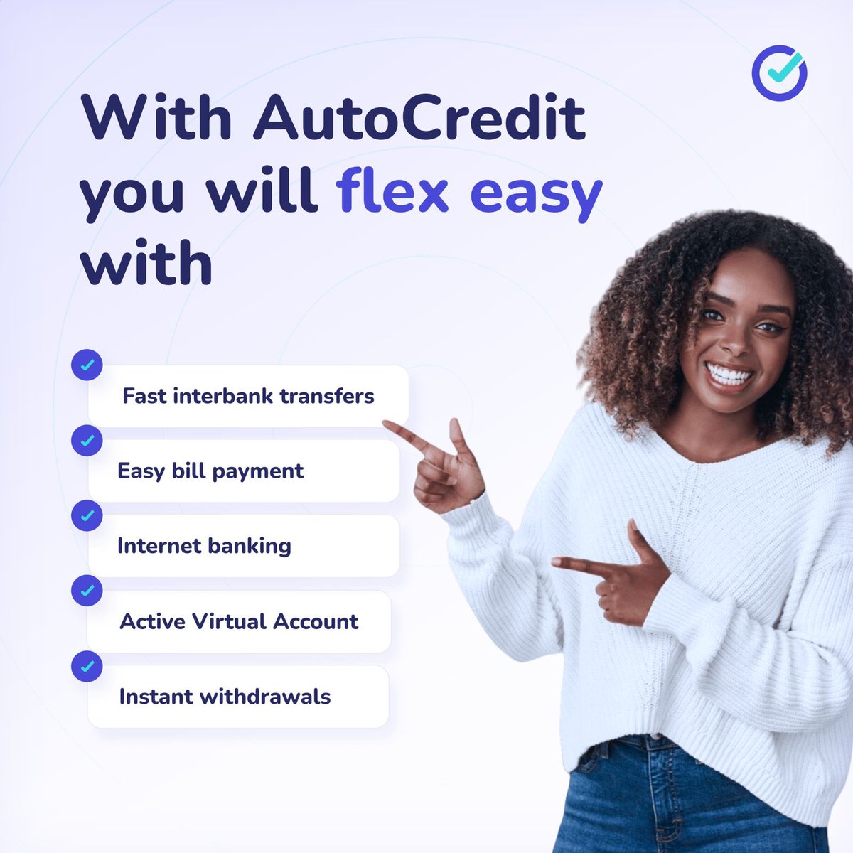 autocreditpay's tweet image. Ease into a world of convenience with Auto Credit! 💳💸 Enjoy lightning-fast interbank transfers, seamless bill payments, hassle-free internet banking, and instant withdrawals with our Active Virtual Account. Experience financial flexibility made simple! 
#autocredit #finance