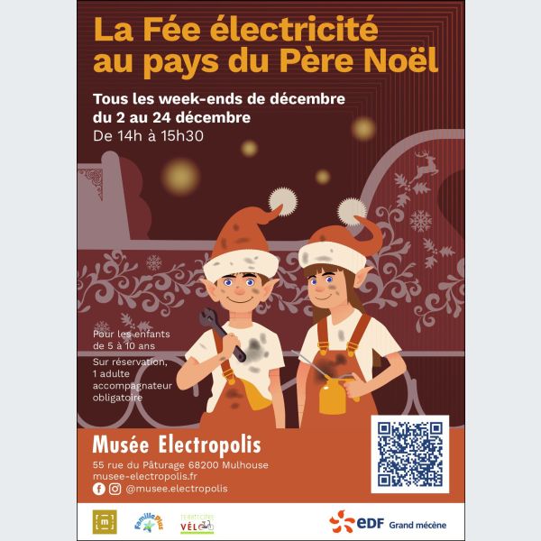 EDF_GrandEst's tweet photo. Animation au Musée #electropolis : La Fée électricité au pays du Père Noël 🎅
🎁 Objets électriques cachés dans le musée : aux enfants de les retrouver !
➕ Confection de leur noëlomètre
👉Tous les week-end du mois de décembre : du 2 au 24 décembre de 14h à 15h30 🗓️ https://t.co/fdGzVDsBBZ