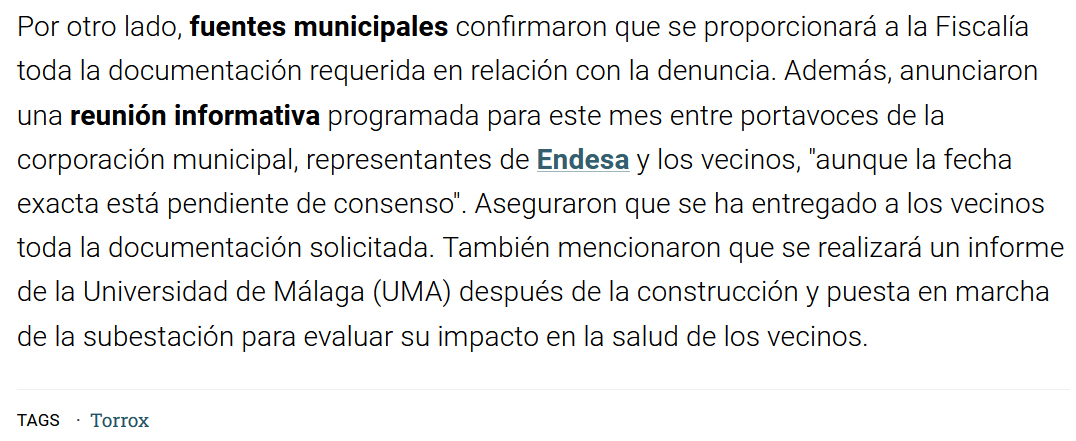 De este artículo de <a href="/malagahoy_es/">Málaga Hoy</a>, el último párrafo no tiene desperdicio. Sobre todo respecto de lo de la UMA. Si la UMA <a href="/InfoUMA/">Universidad de Málaga</a> <a href="/IndustrialesUMA/">Escuela de Ingenierías Industriales UMA</a> se presta a realizar tal miserable informe, su prestigio quedará a la altura del betún.
<a href="/Endesa/">endesa</a> <a href="/Ayto_Torrox/">Ayuntamiento Torrox</a> <a href="/RadioTorrox/">Radio Torrox</a>