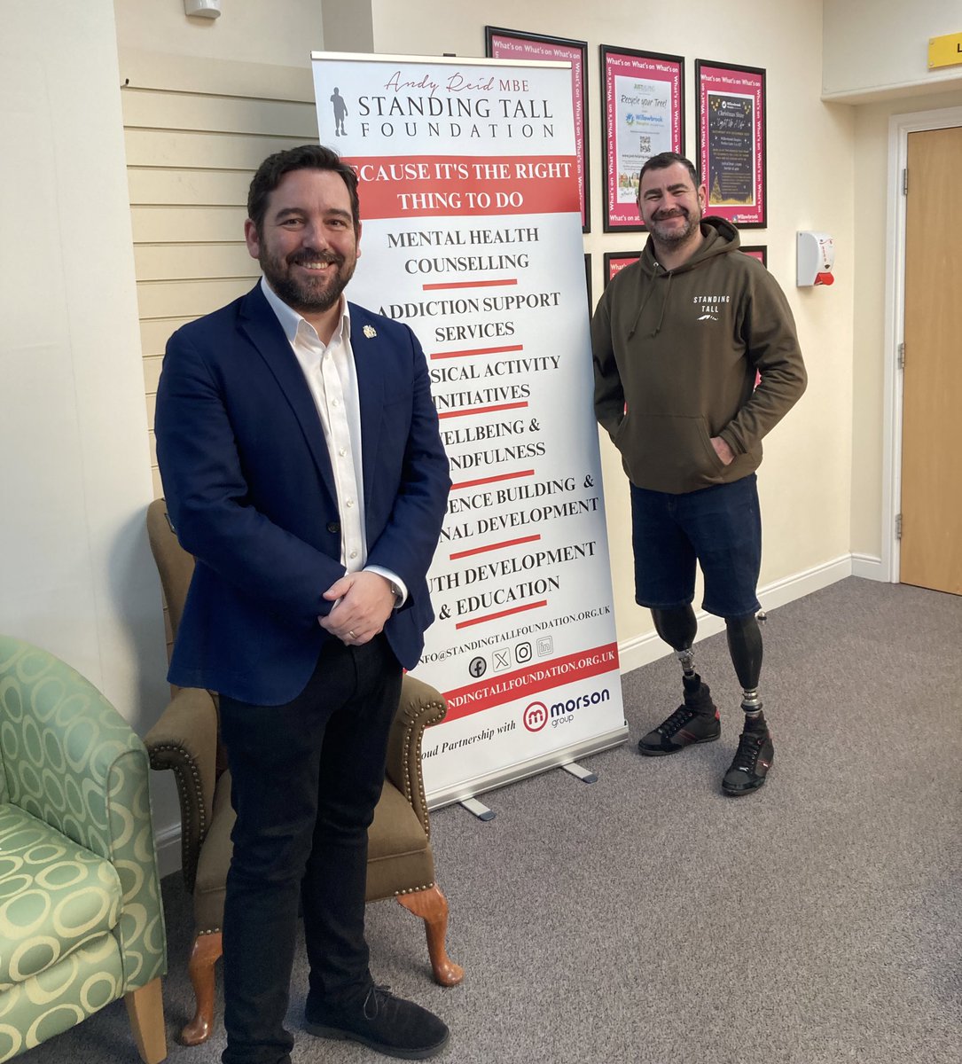 Great catch up with @andyreid2506 at @AndyReidMBE_STF this morning. The Standing Tall Foundation does amazing work, offering a huge range of support to veterans and the wider community. Find out more about them and what they do 👉 standingtallfoundation.org.uk