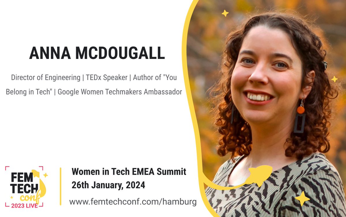 FemTechConf π©πΎβπ»π©βπ»π©π½βπ»π (@femtechconf) on Twitter photo Let's meet some of our incredible speakers for the Women in Tech EMEA Summit on January 26th. Meet Soukayna from <a href="/idealo_de/">idealo.de</a>, Shivangi from Booking, our inspiring previous speaker Iveta and our MC <a href="/AnnaJMcDougall/">Anna McDougall</a> from <a href="/axelspringer/">Axel Springer SE</a>!
Meet them and many other speakers at the Women Let's meet some of our incredible speakers for the Women in Tech EMEA Summit on January 26th. Meet Soukayna from <a href="/idealo_de/">idealo.de</a>, Shivangi from Booking, our inspiring previous speaker Iveta and our MC <a href="/AnnaJMcDougall/">Anna McDougall</a> from <a href="/axelspringer/">Axel Springer SE</a>!
Meet them and many other speakers at the Women