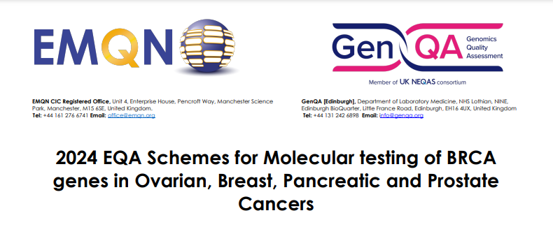 Three EQA are available for BRCA1/BRCA2 gene testing in germline (DNA), somatic (FFPE) and cfDNA (plasma) samples. Participation for these schemes is sponsored or subsidised and numbers are limited, so register soon to guarantee participation.
#EQA #BRCA #DNA #FFPE #Genomics